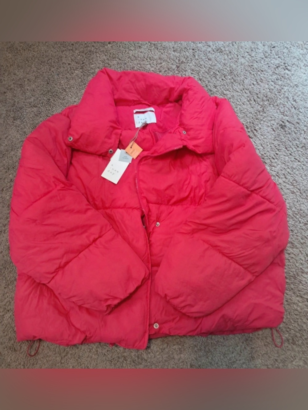 NWT a new day Bright pink Quilted Puffer Coat size XXL